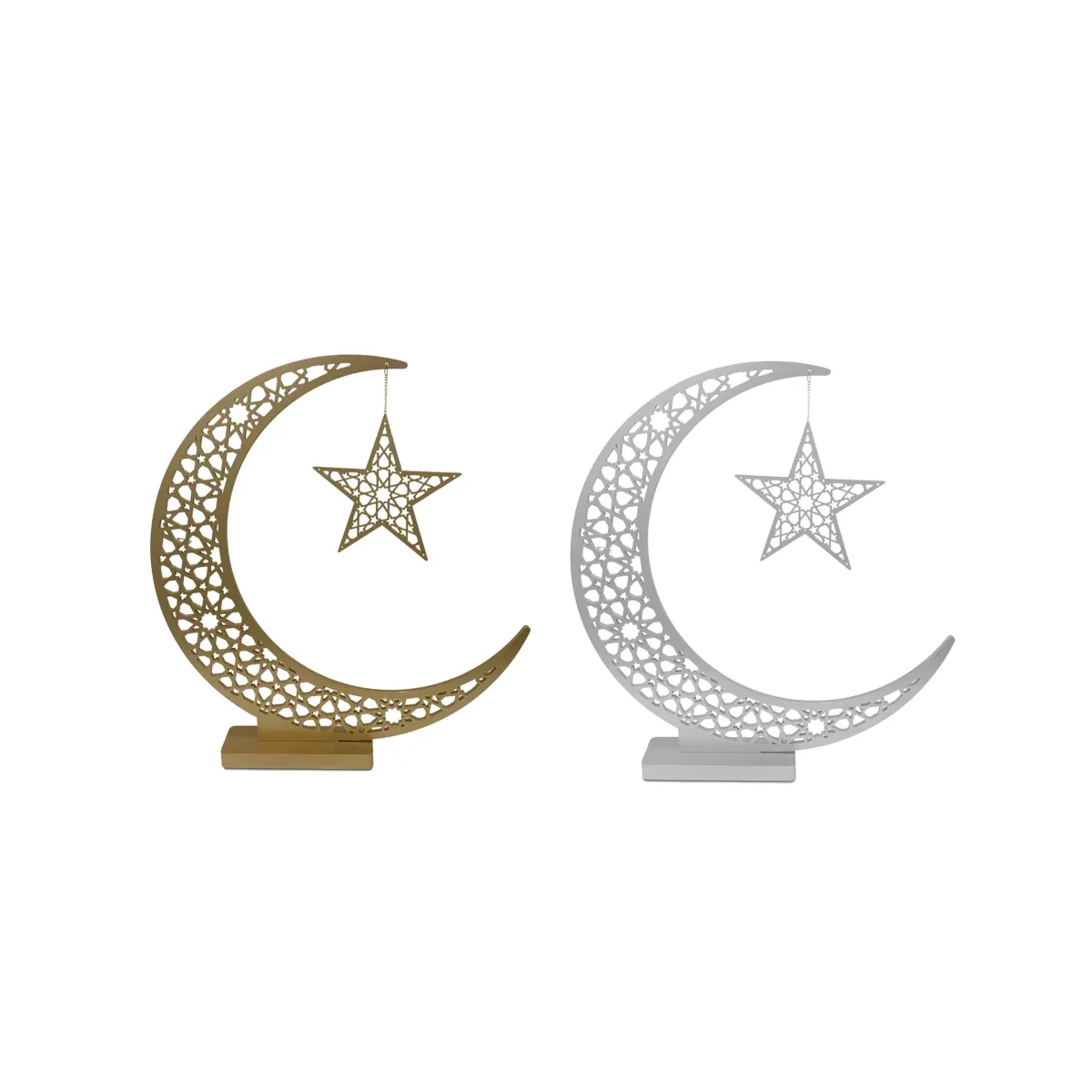 Arabesque Moon and Star Wooden Decoration – Festive Ramadan Decoratives