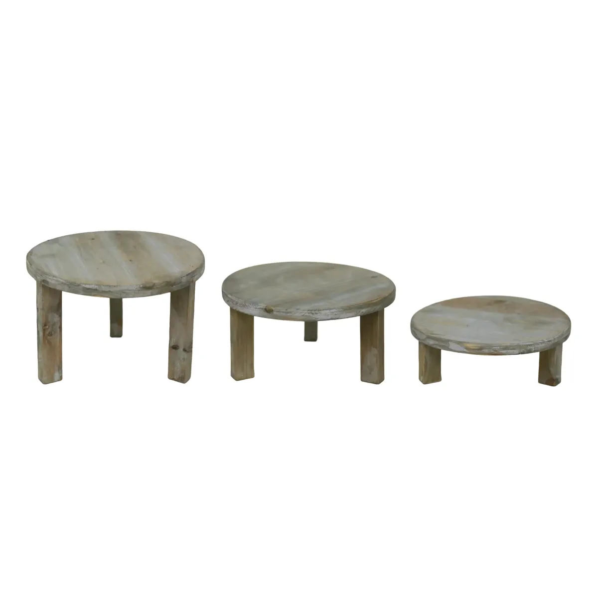 Grey Washed Wooden Stool – Rustic Home Decor