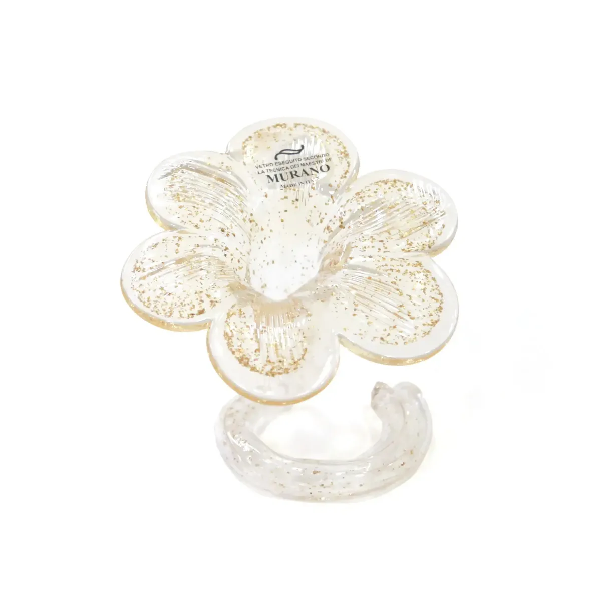 Murano Glass Flower – 6 Petals Gold Honey Decor
