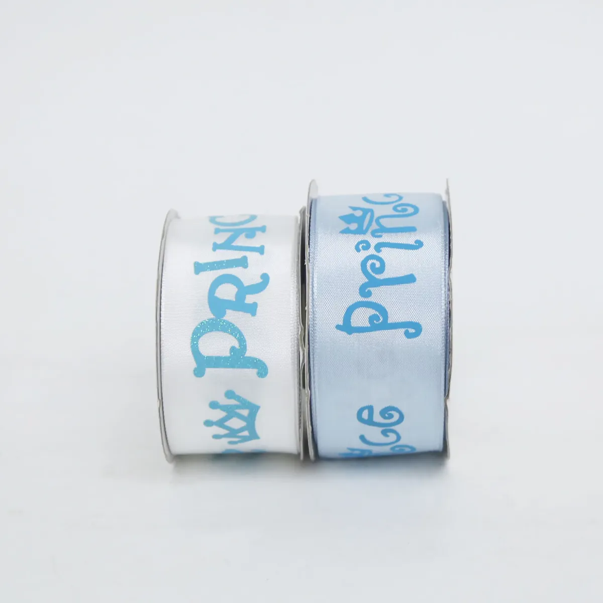 Prince Satin Ribbon – 2.22 cm Baby Boy Blue / White