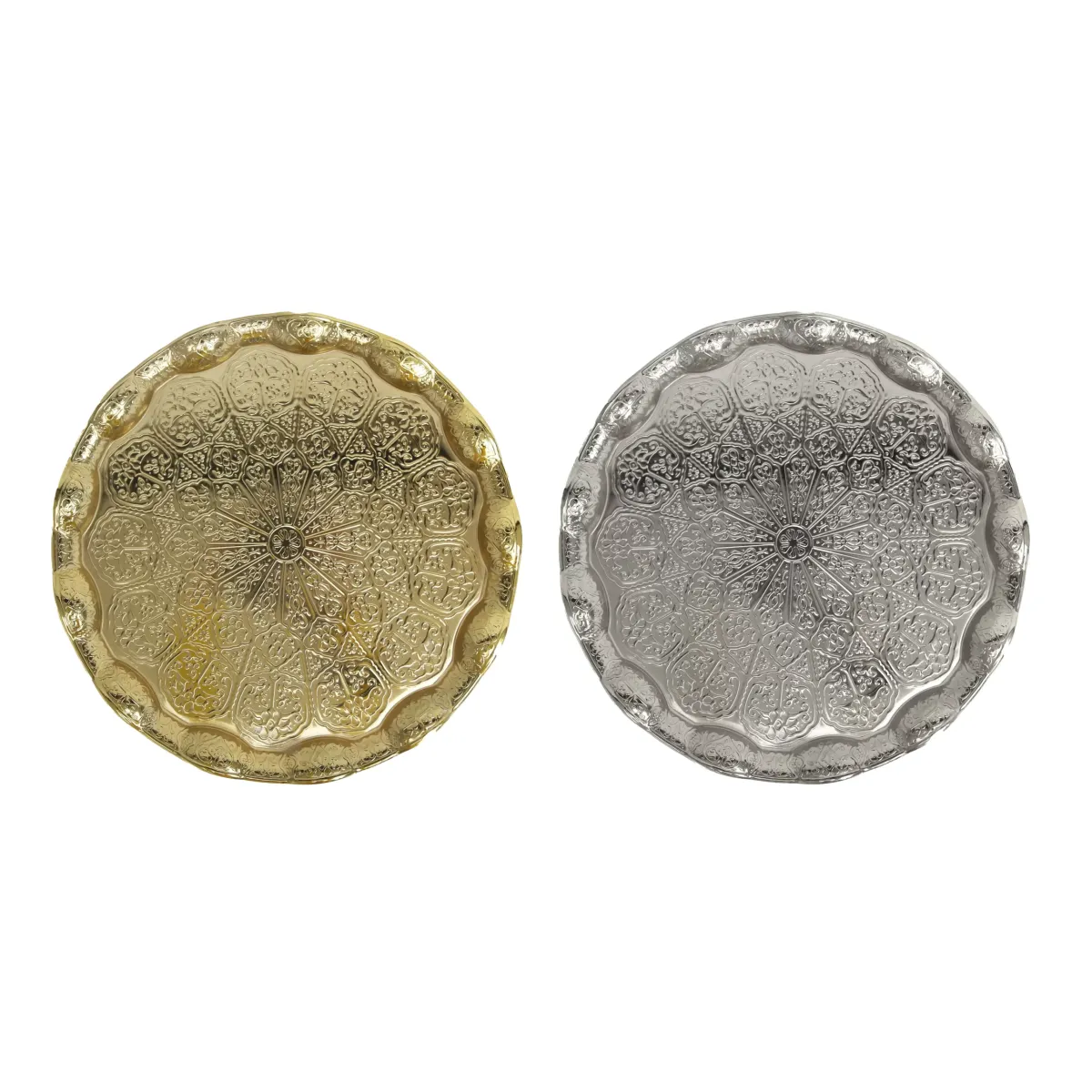 Round Wavy Rim Metal Tray