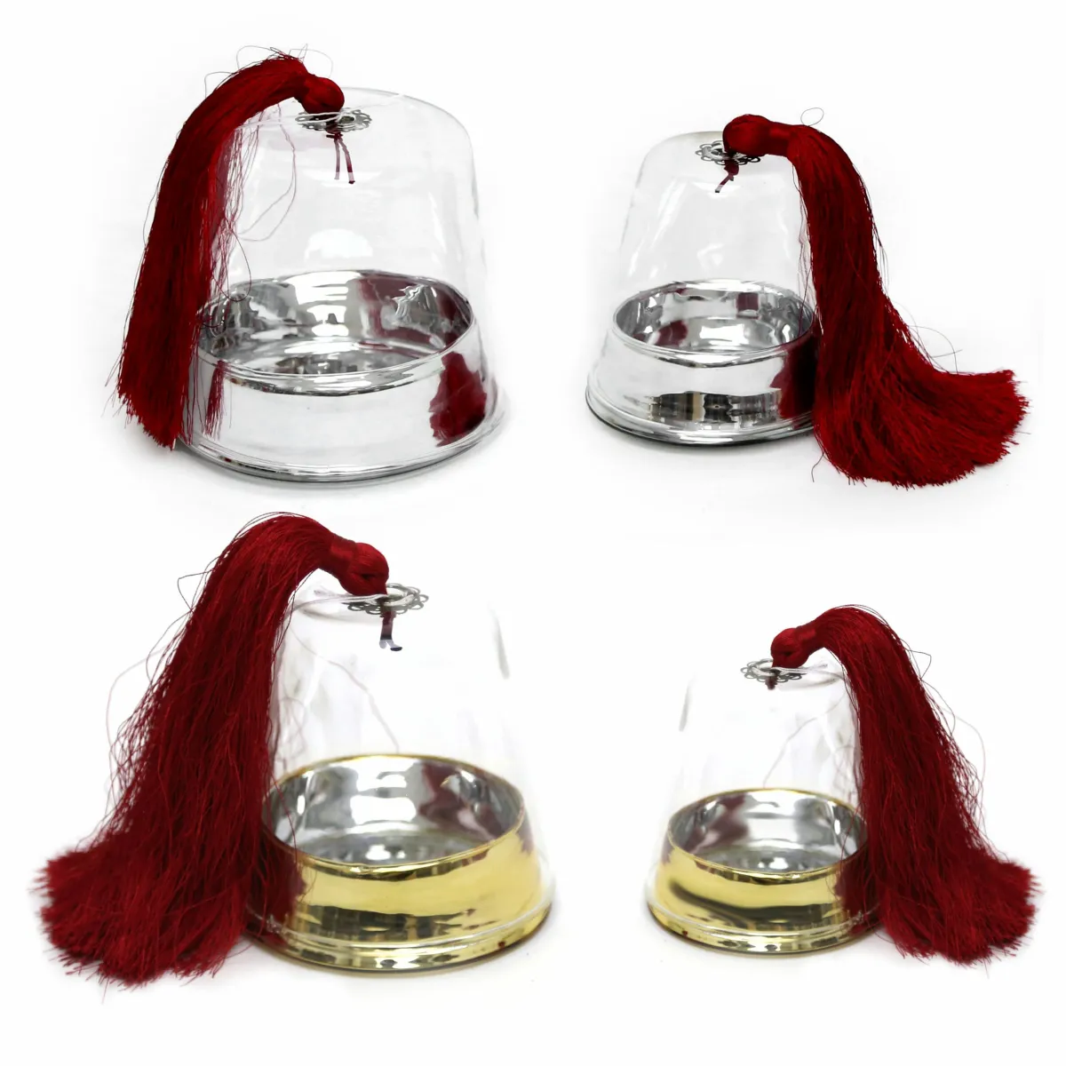 Glass Tarboosh with Red Tassel – Decorative Item