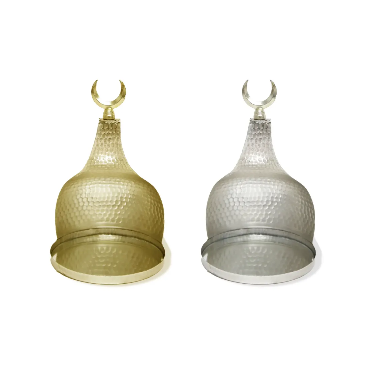 Lunar Elegance: Crescent Tray in Gold and Silver for Ramadan Decoratives