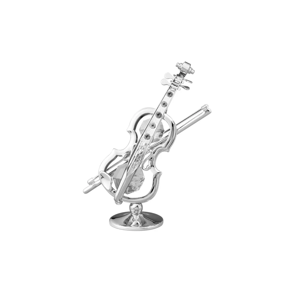 Silver Plated Violin Crystal Souvenir