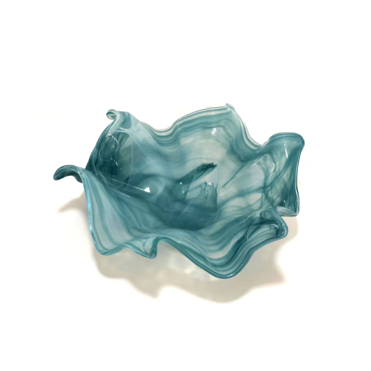 White/Blue Iris Chrome Star Bowl