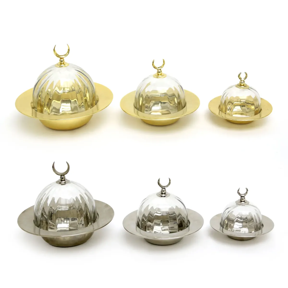 Reflective Elegance: Glass Cover Metal Dome Decorations for Ramadan