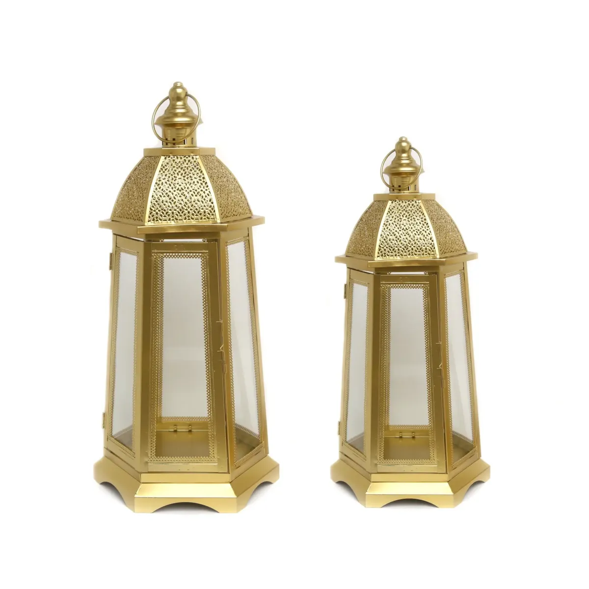 Regal Gold Arabesque Lantern with Hexagon Base – Celebratory Ramadan Decoratives