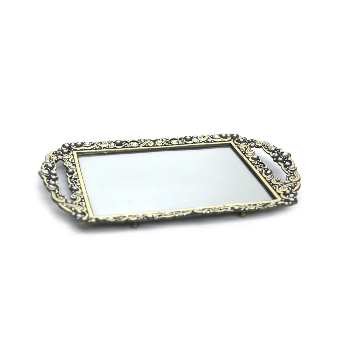 Anti-Gold Rectangle Mirror Tray