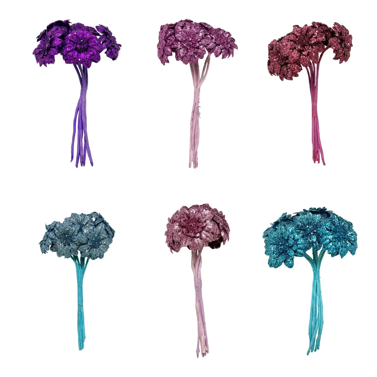 Glittered Large Flower Bunch Decoration