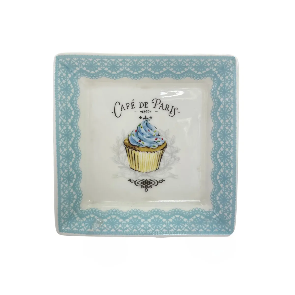 Square Blue Cupcake Designed Plate