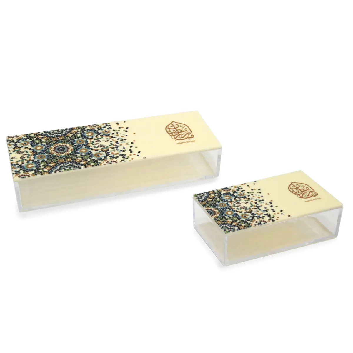 Ivory Islamic Elegance Ramadan Mubark” Rectangle Plexi Box – Essential Decoratives for Ramadan