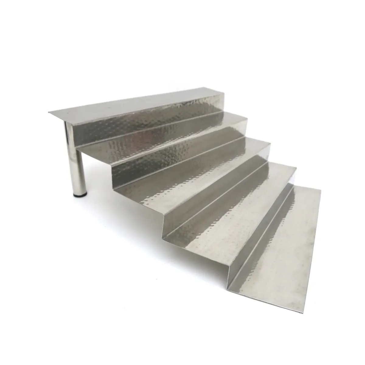 Curved Slide Hammered Stainless Steel Five Steps Stairs