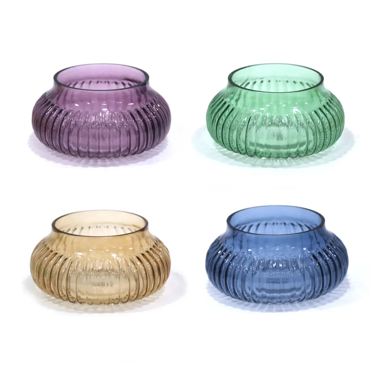 Decorative Ribbed Glass Bowl Elegant Home Decor