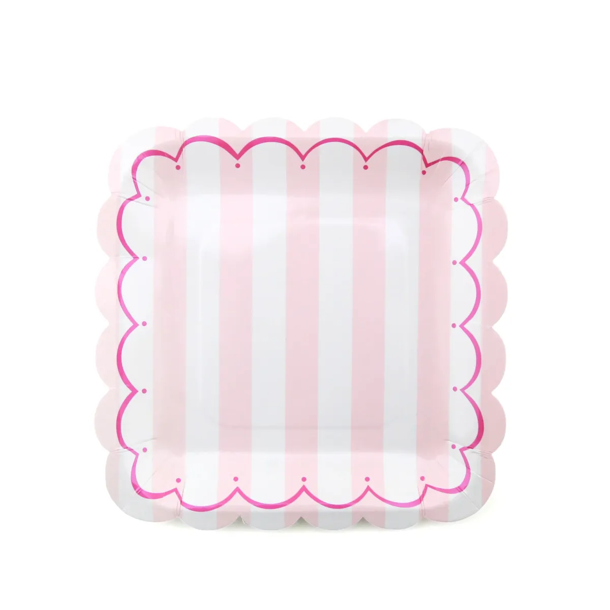 Pink White Square Paper Plates Elegant Party Decor