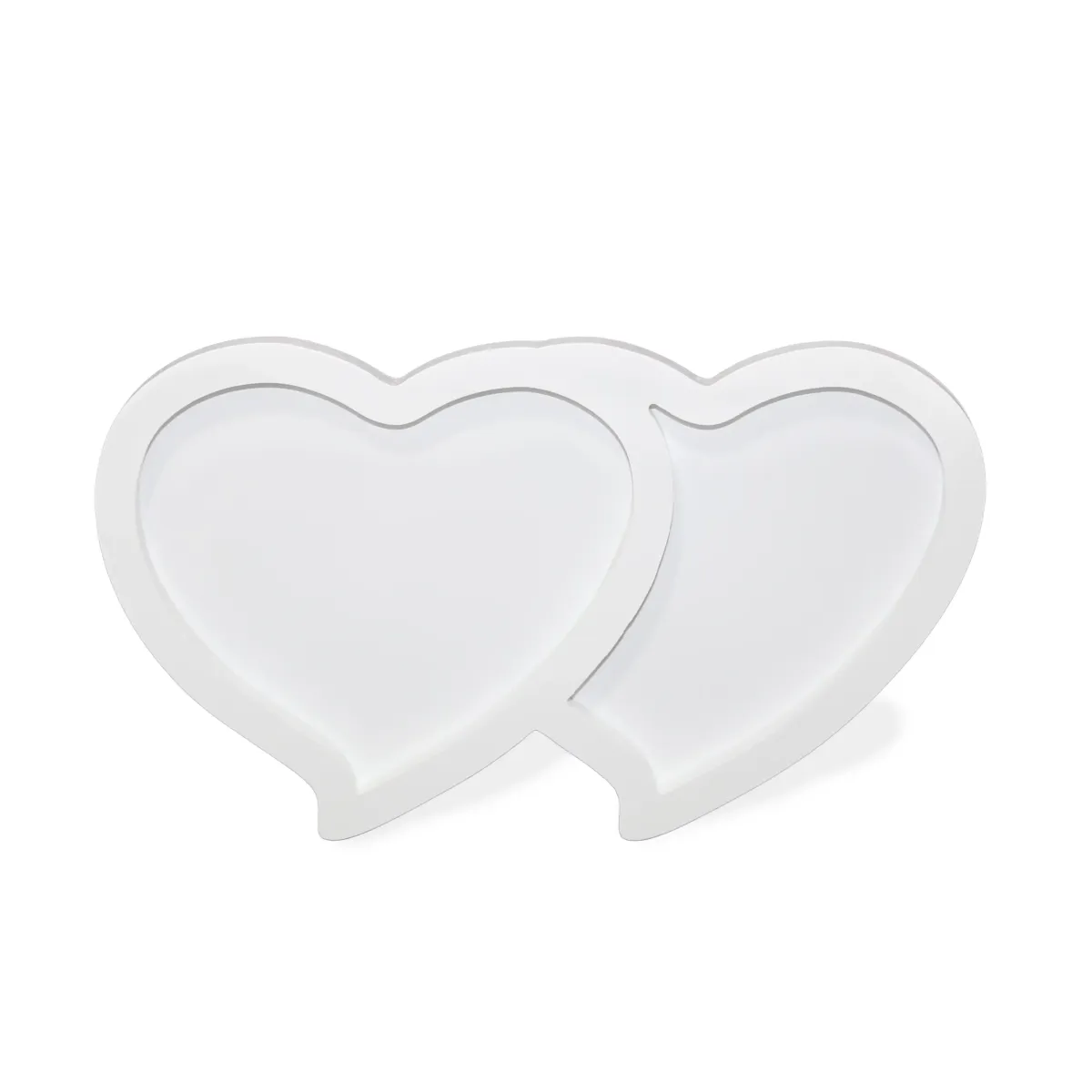 White Double Heart Mini Wooden Tray