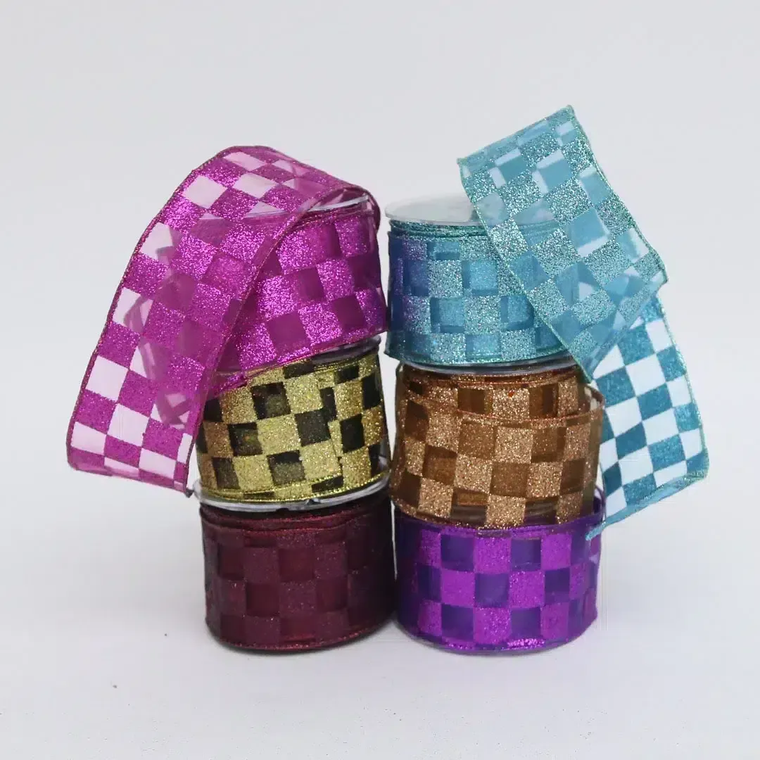 Chess Pattern Organza Ribbon