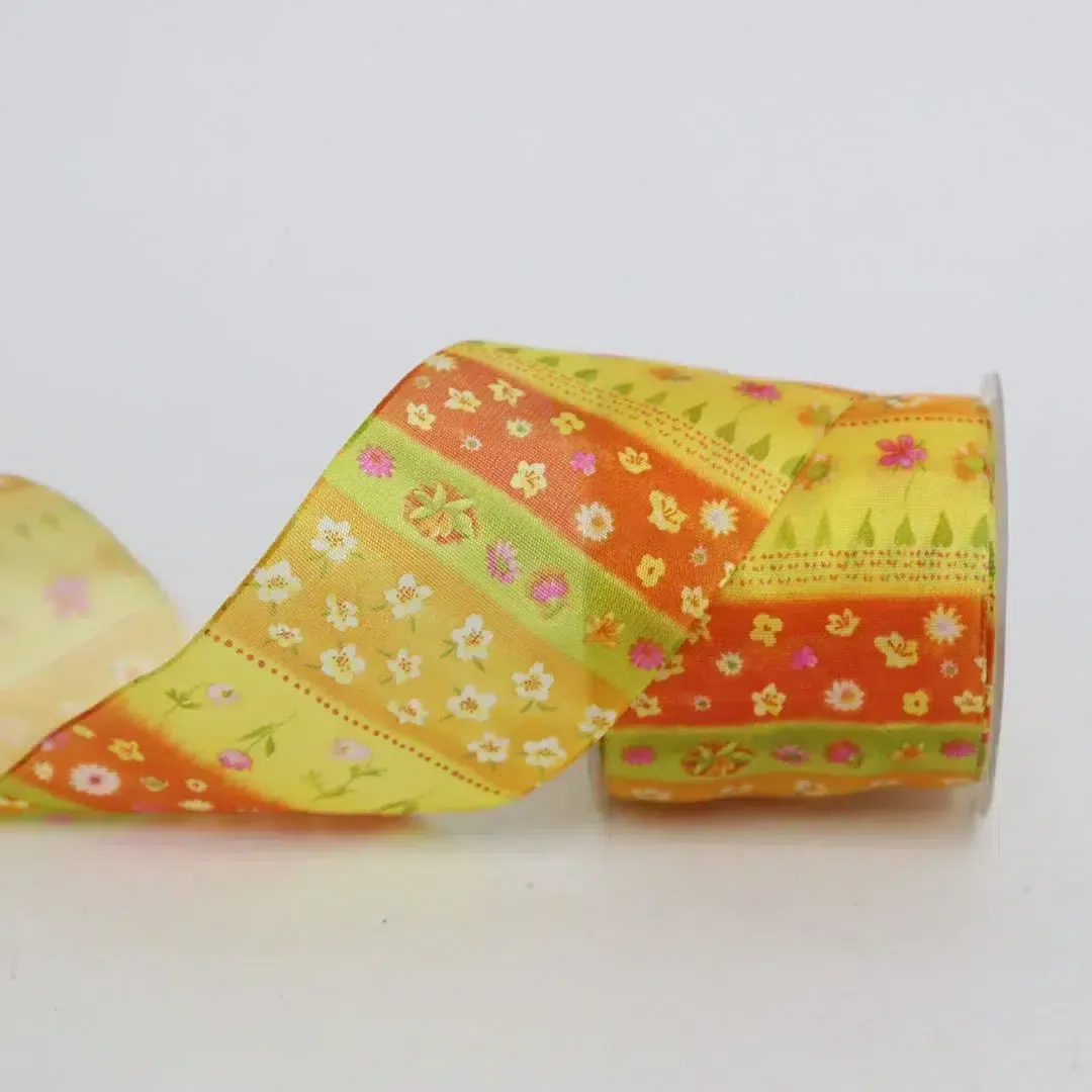 Flower Pattern Taffeta Ribbon