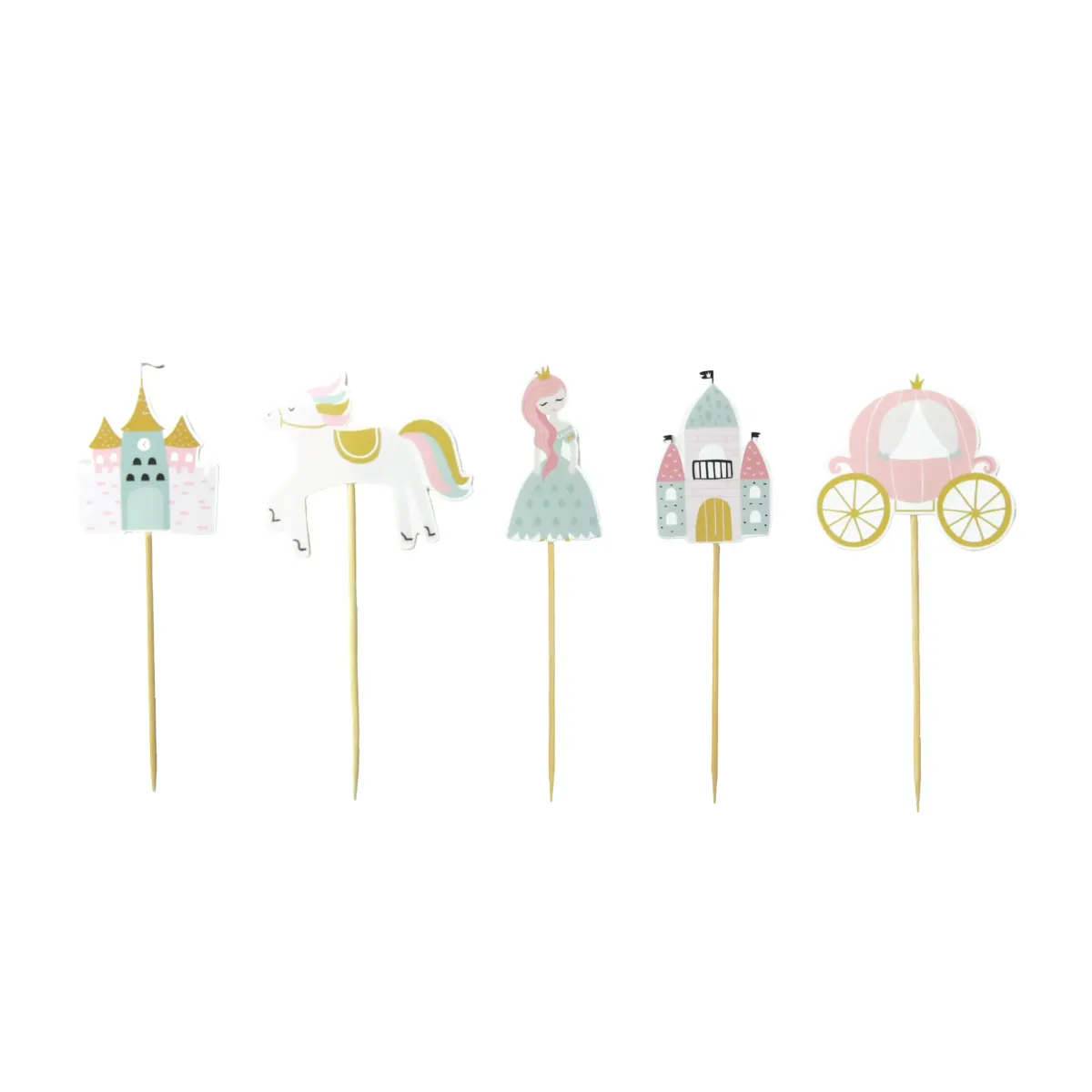 Princess Castle Cake Picks Kids Party Cupcake Toppers