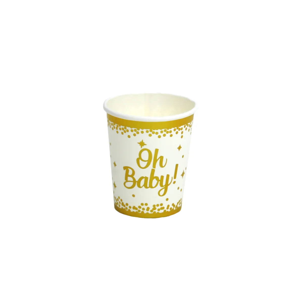 White & Gold “Oh Baby” Carton Plate – Elegant Baby Celebration Decor