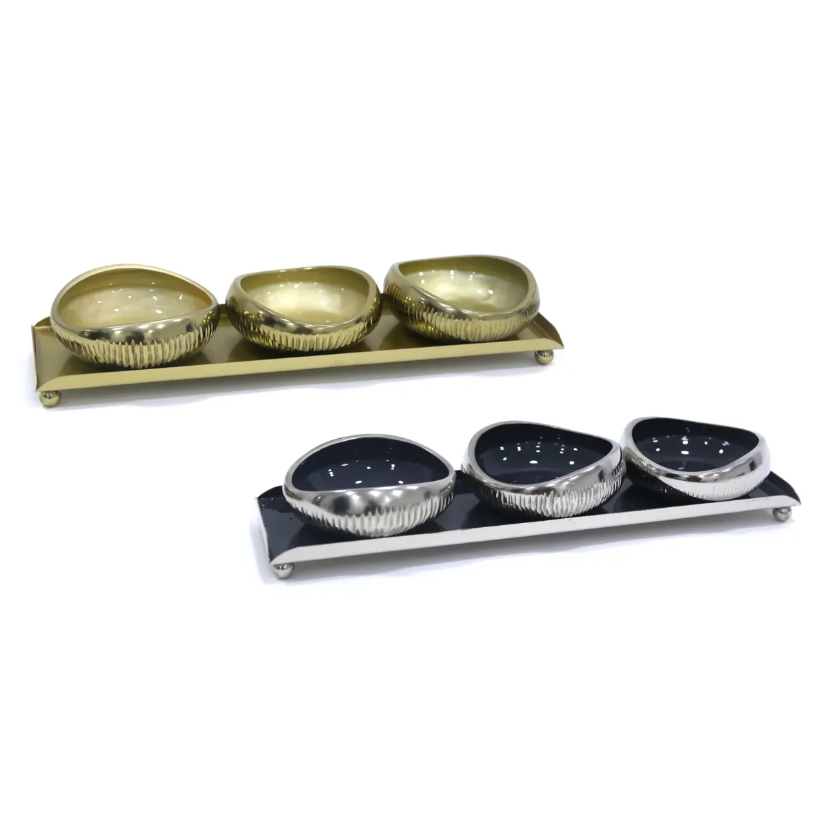 ALU Three Condiment Lined Enamel Cali Tray