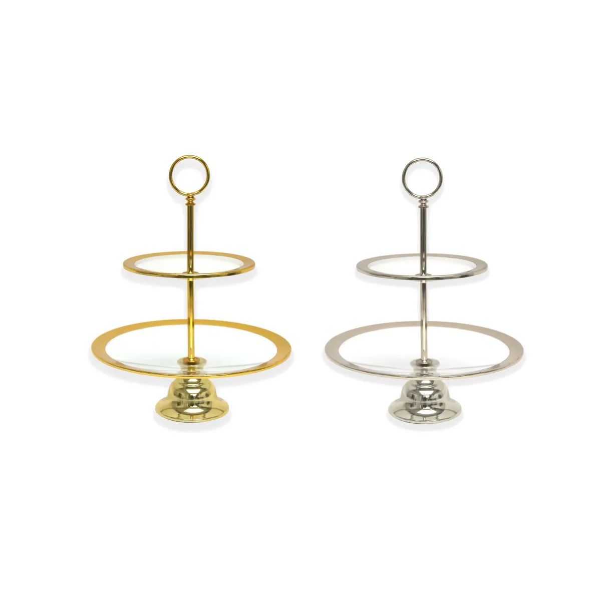 Two Levels Curved Glass Stand