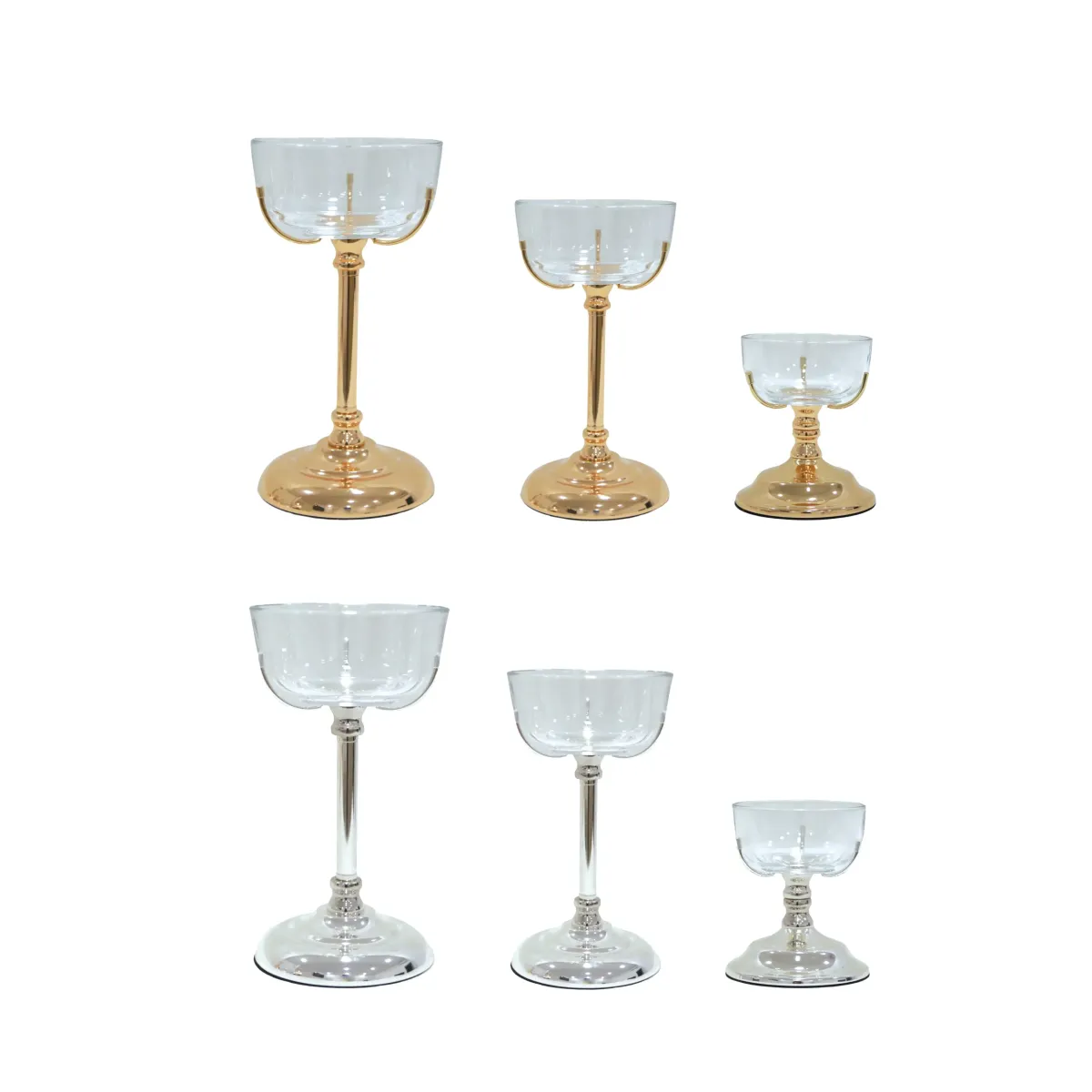 Bowl Glass Metal Rod Candle Holder