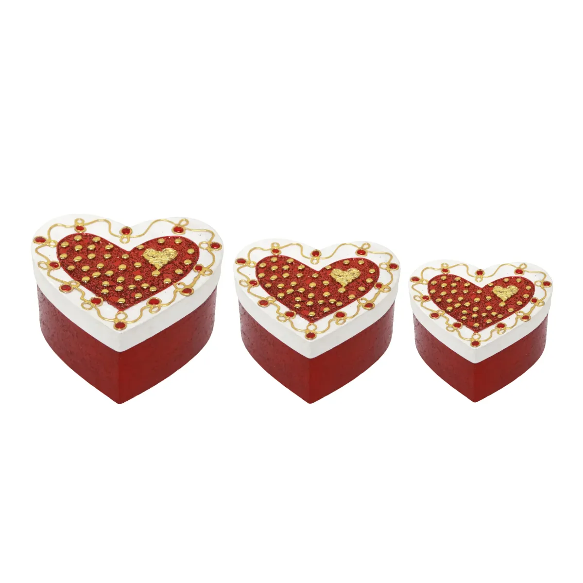 Vintage Glittered Pointed Heart Carton Box