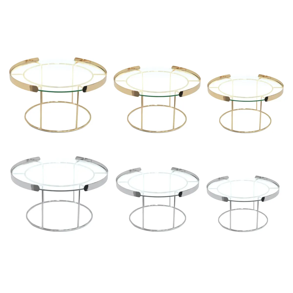 Side Open Round Glass Metal Rim Cake Stand 