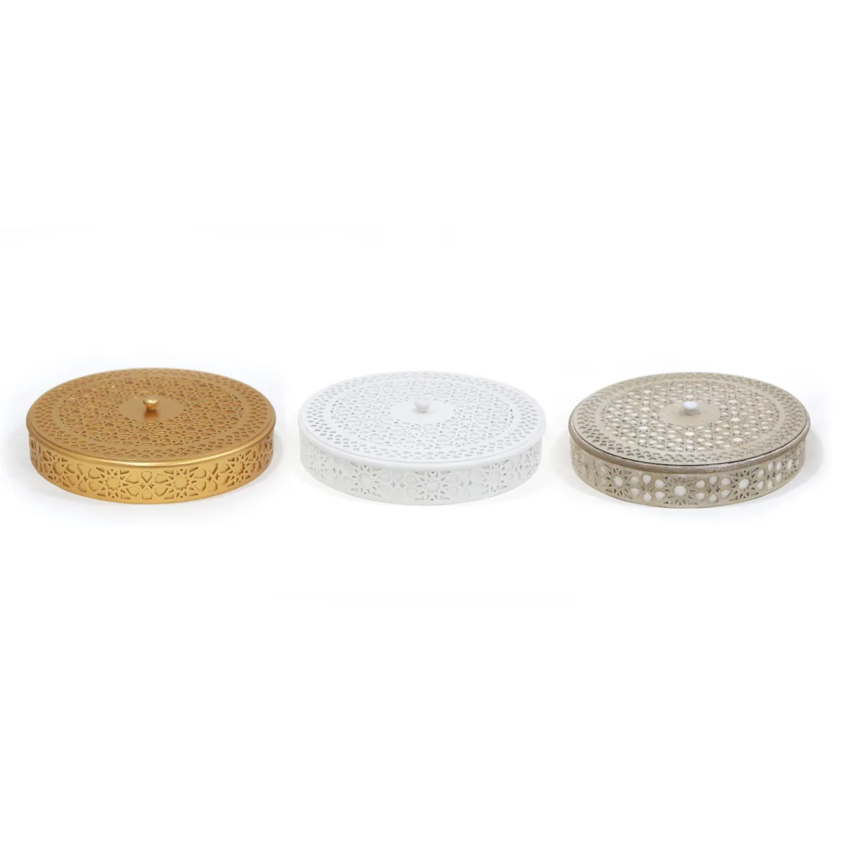 Round Covered Arabesque Wooden Tray – Elegant Islamic Decoratives for Ramadan & Stylish Serving Solution