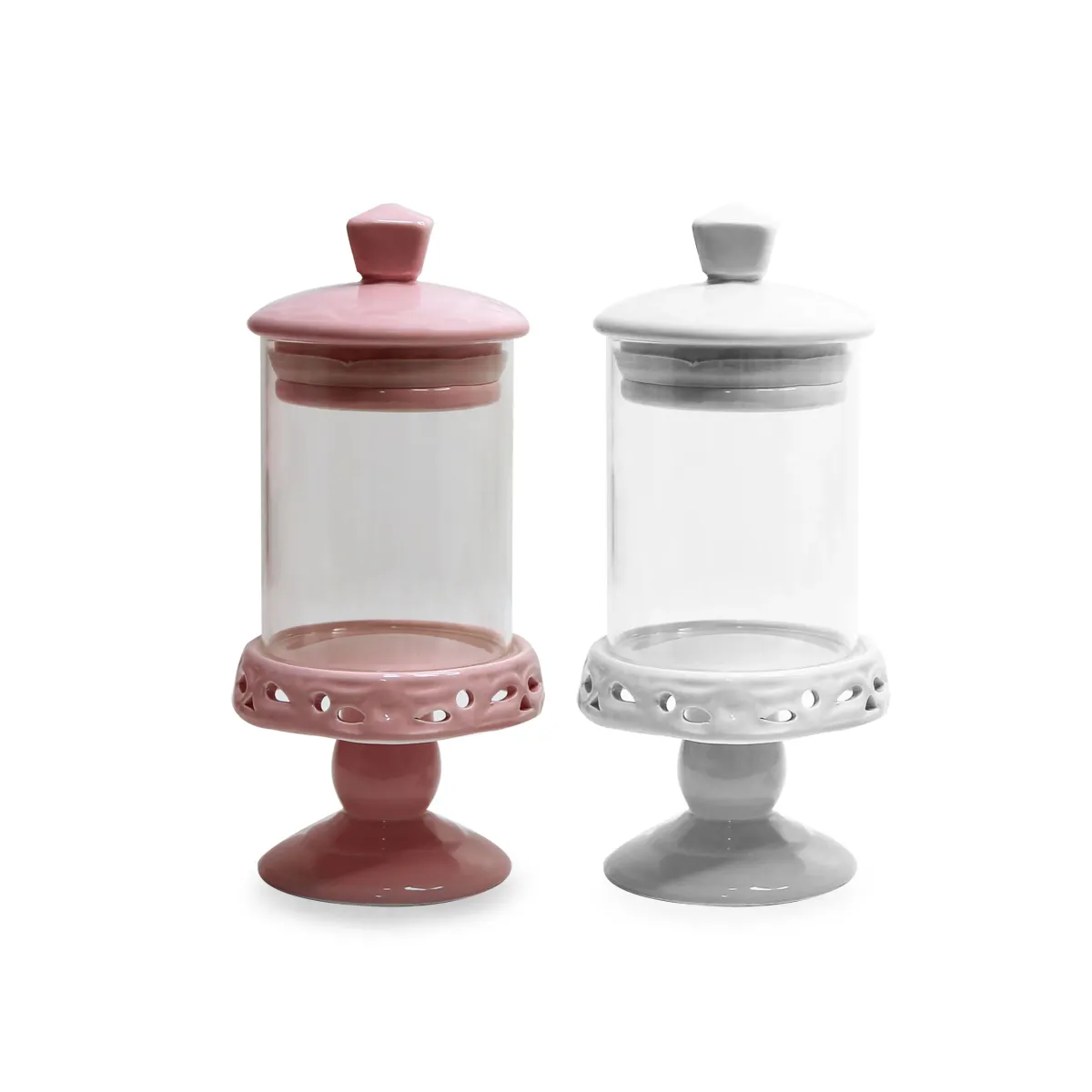 Footed Cylinder Covered Candy Pot