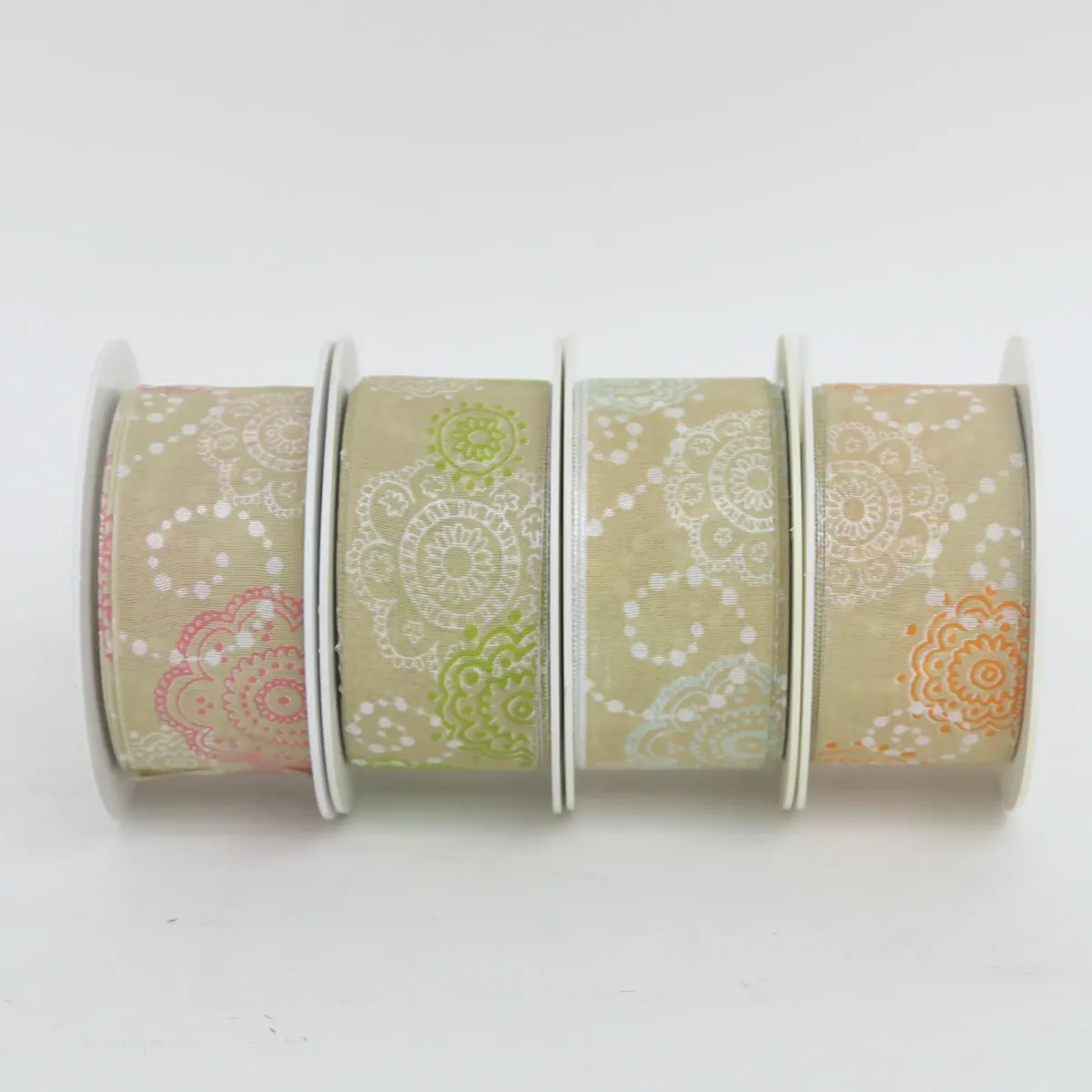 Beige Kashmir Print Taffeta Ribbon