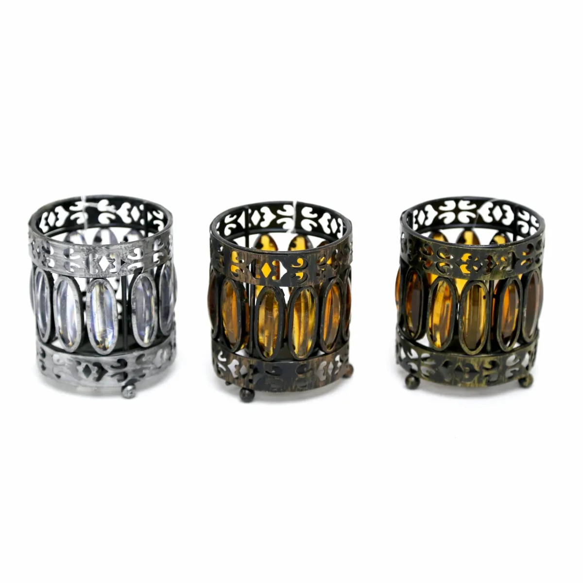 Luminous Mosaic: Beaded Round Tealight Candle Holders for Ramadan Decoratives