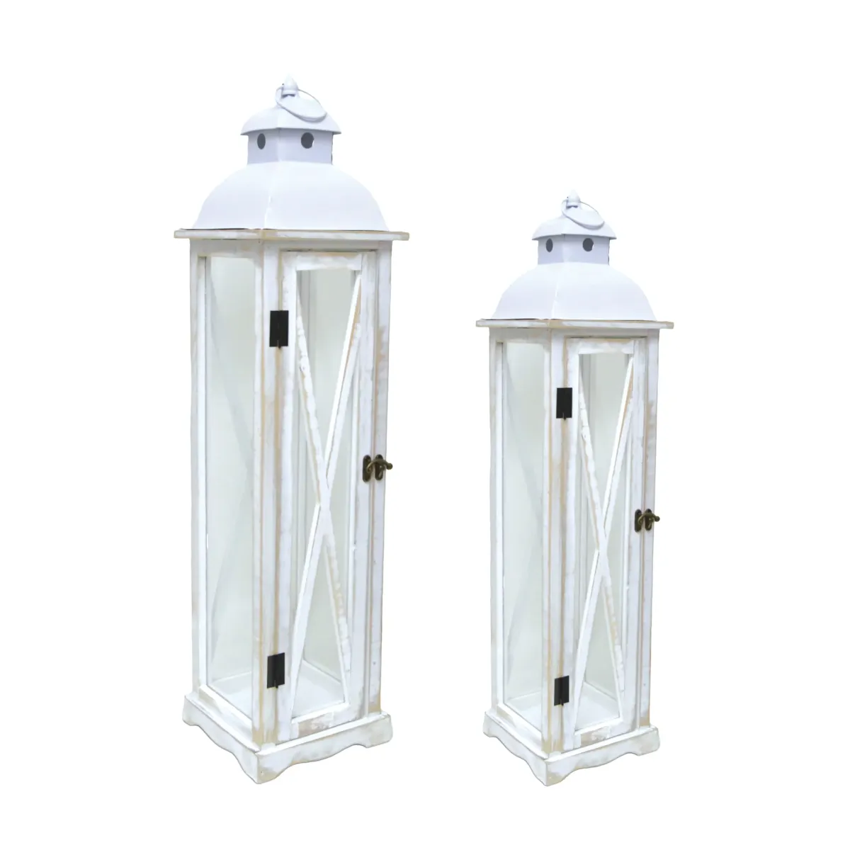 White Metal White Washed Wooden Lantern – Timeless Ramadan Decoratives