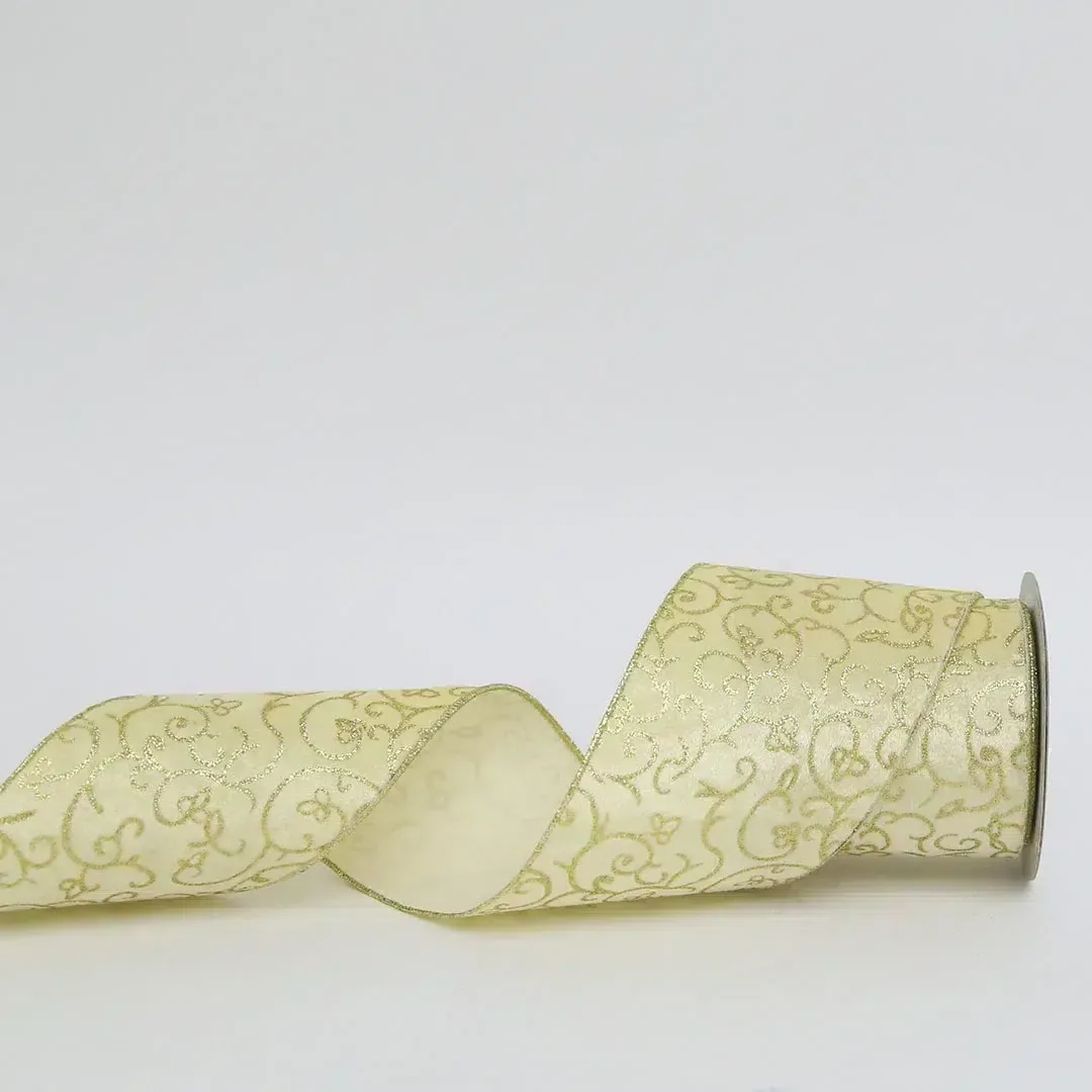 Ivory & Gold Velvet Ribbon