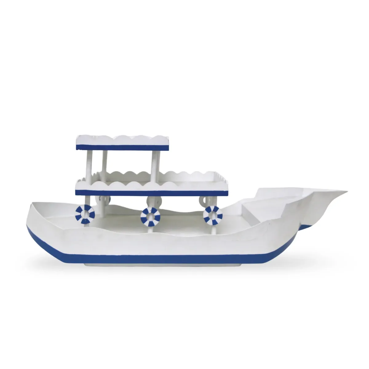 3‑Floors Wooden Boat – Nautical Multi‑Tier Decor