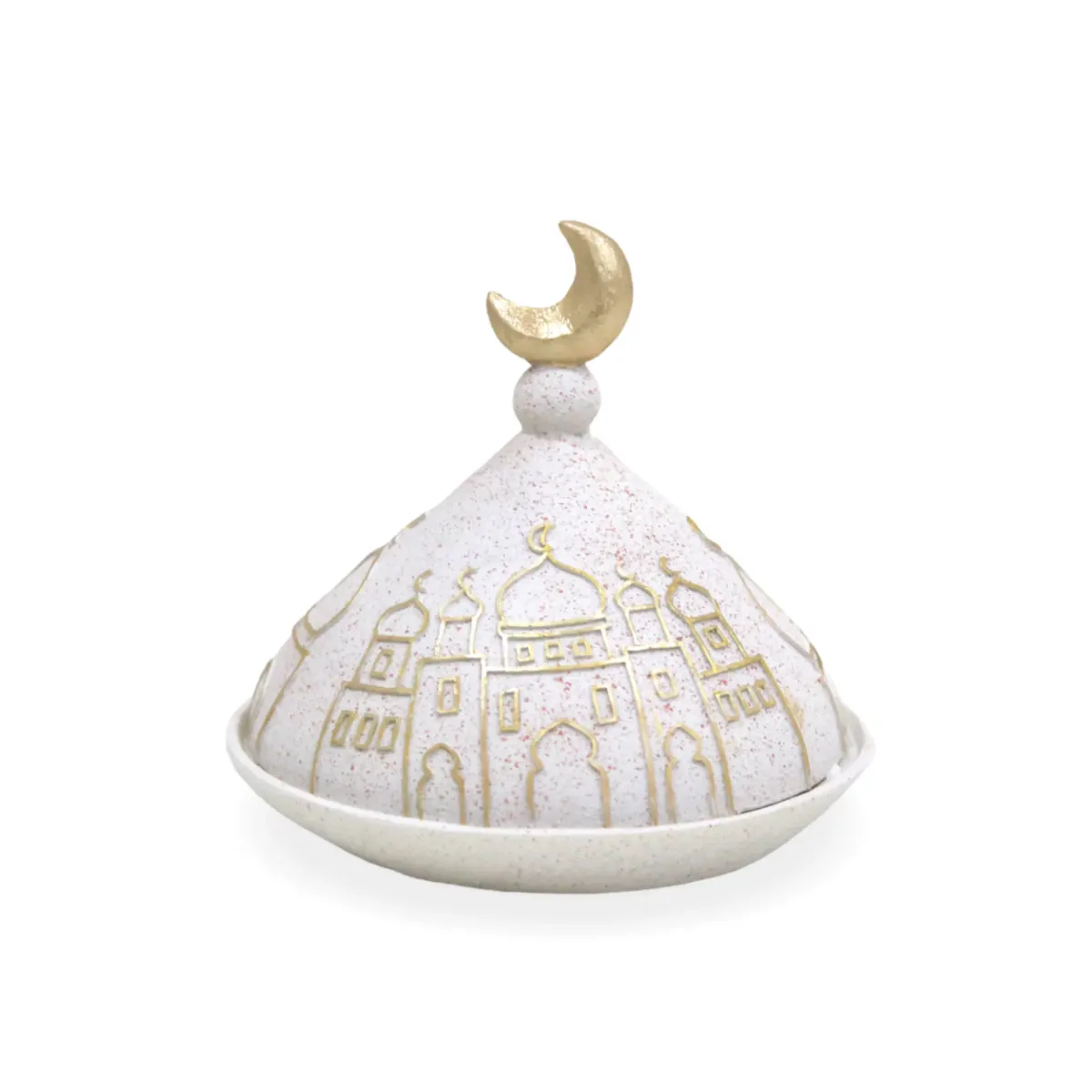 Ramadan Elegance Stone Mosque Dome Cover Resin Plate – Essential Decoratives for Spiritual Celebrations