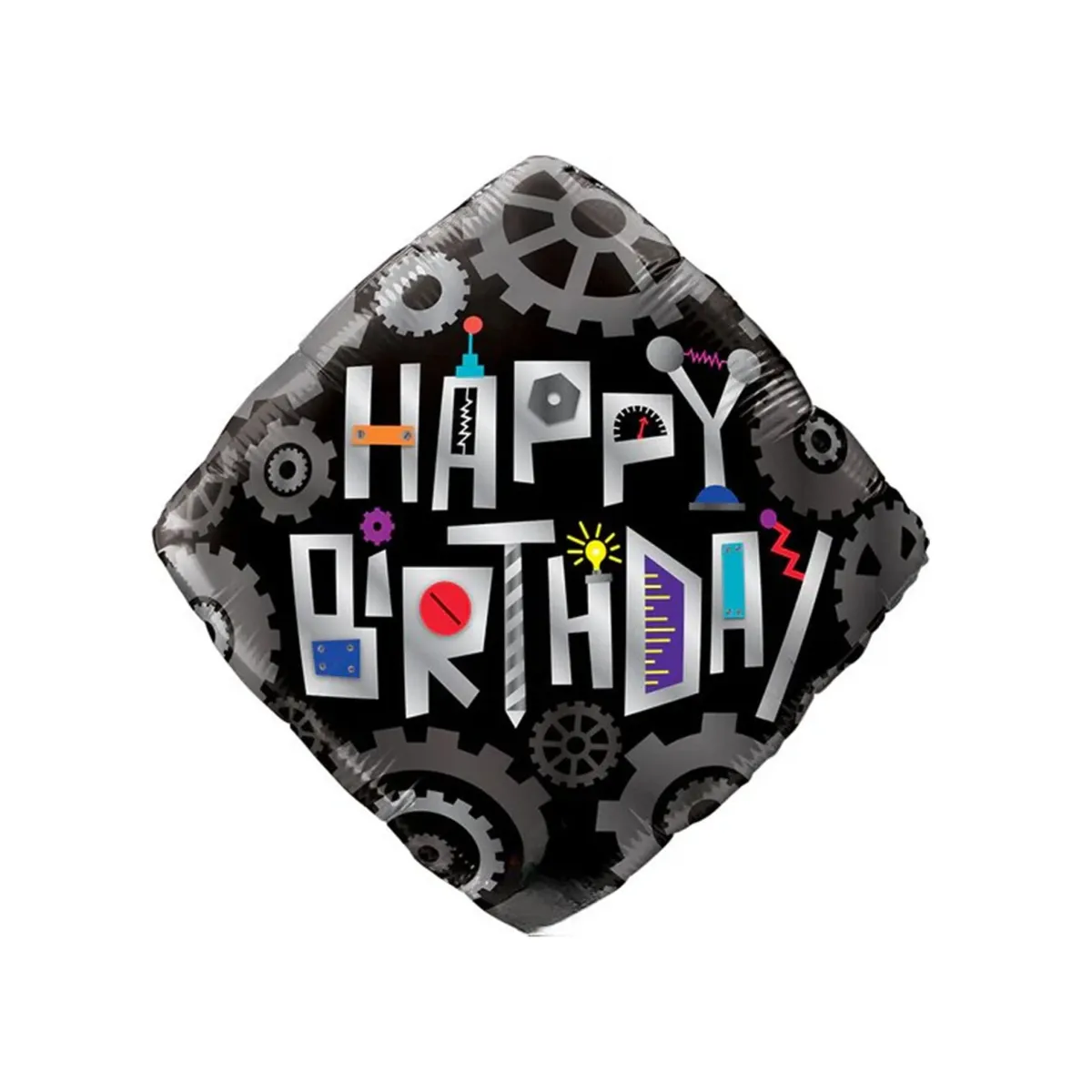 Mechanic Diamond “Happy Birthday” Balloon – Gear Up for a Fun Celebration!