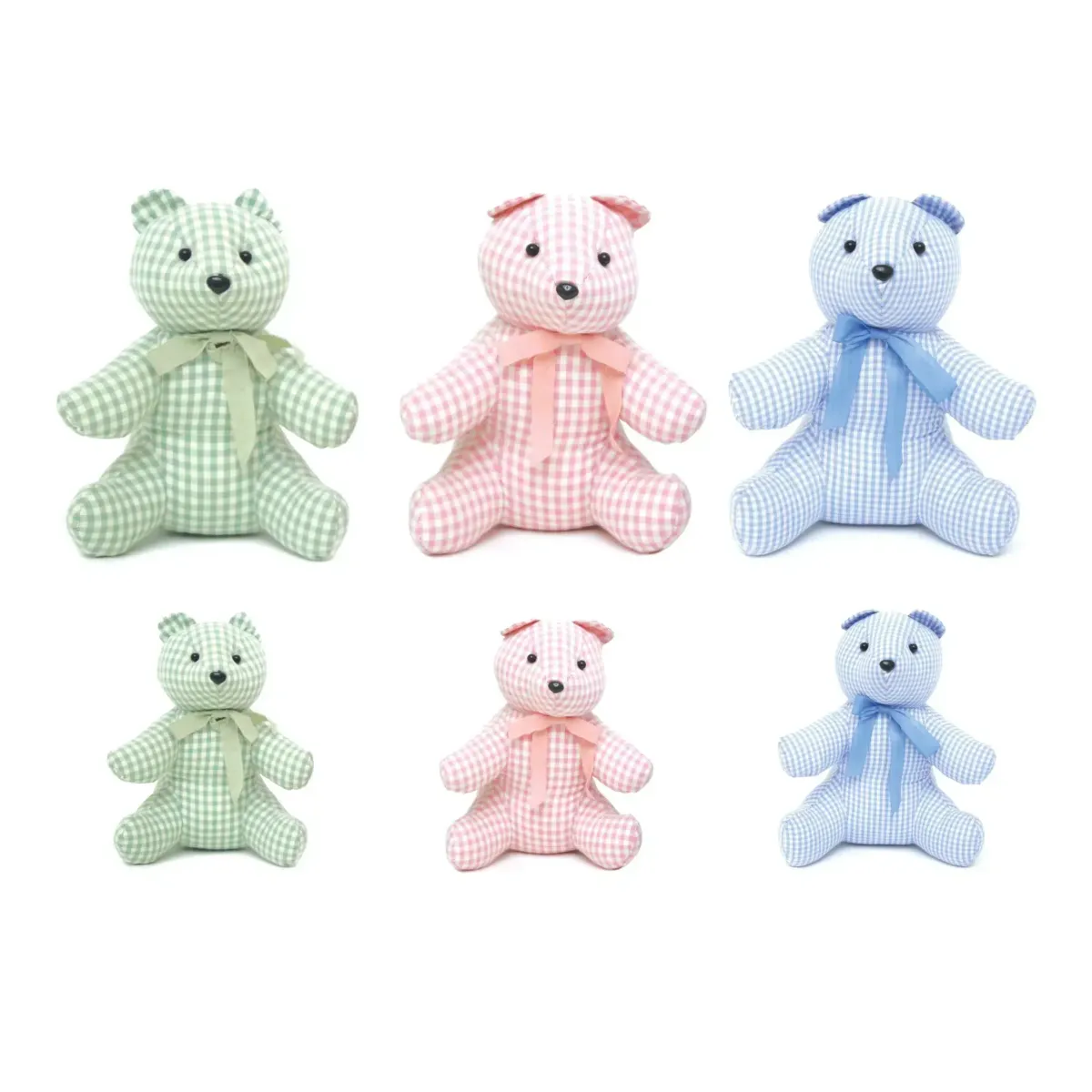 Gingham Pattern With Tie Bear Plush Toy