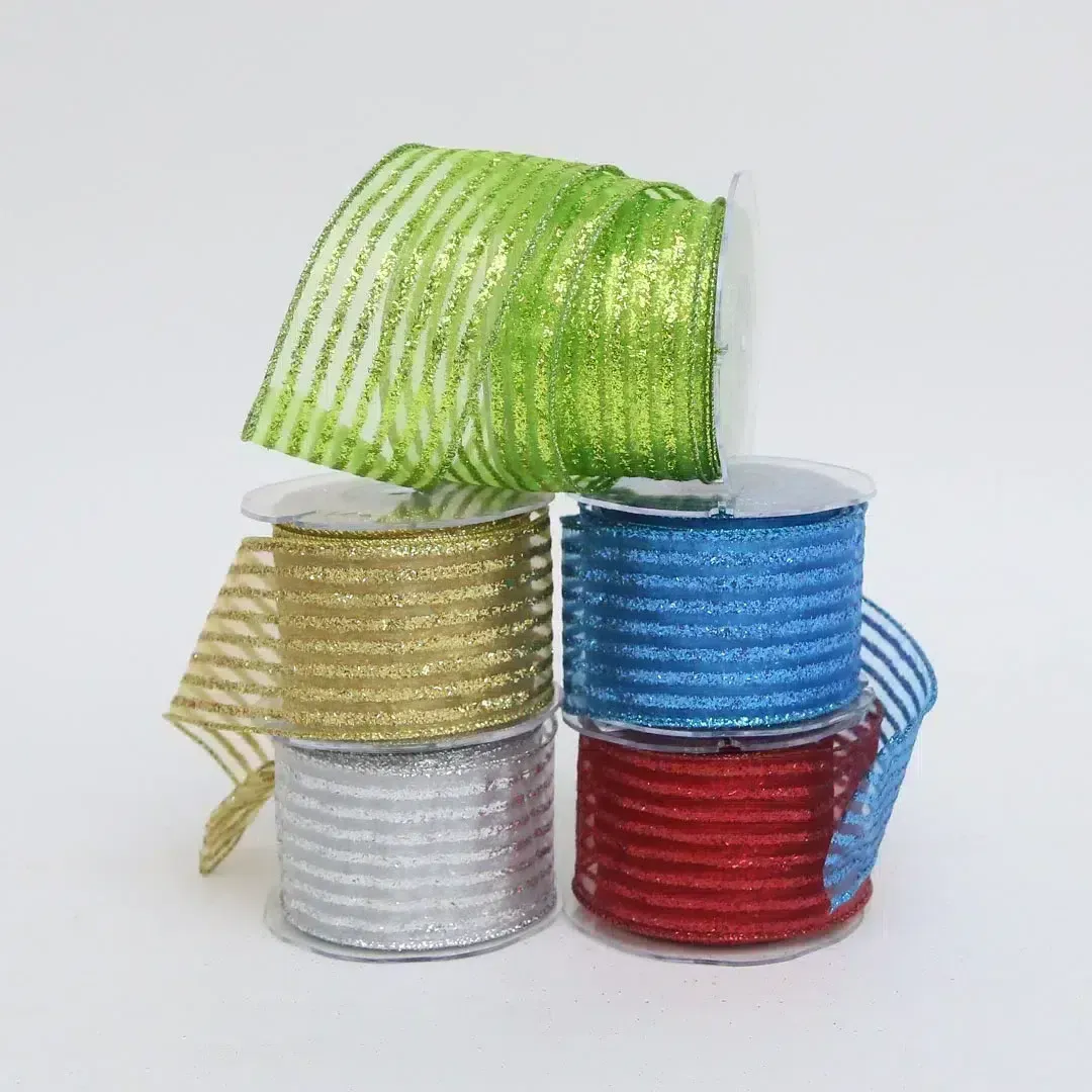 Straight Lines Pattern Organza Ribbon