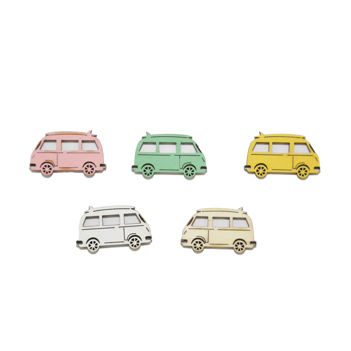 Colorful Bus Wooden Motif