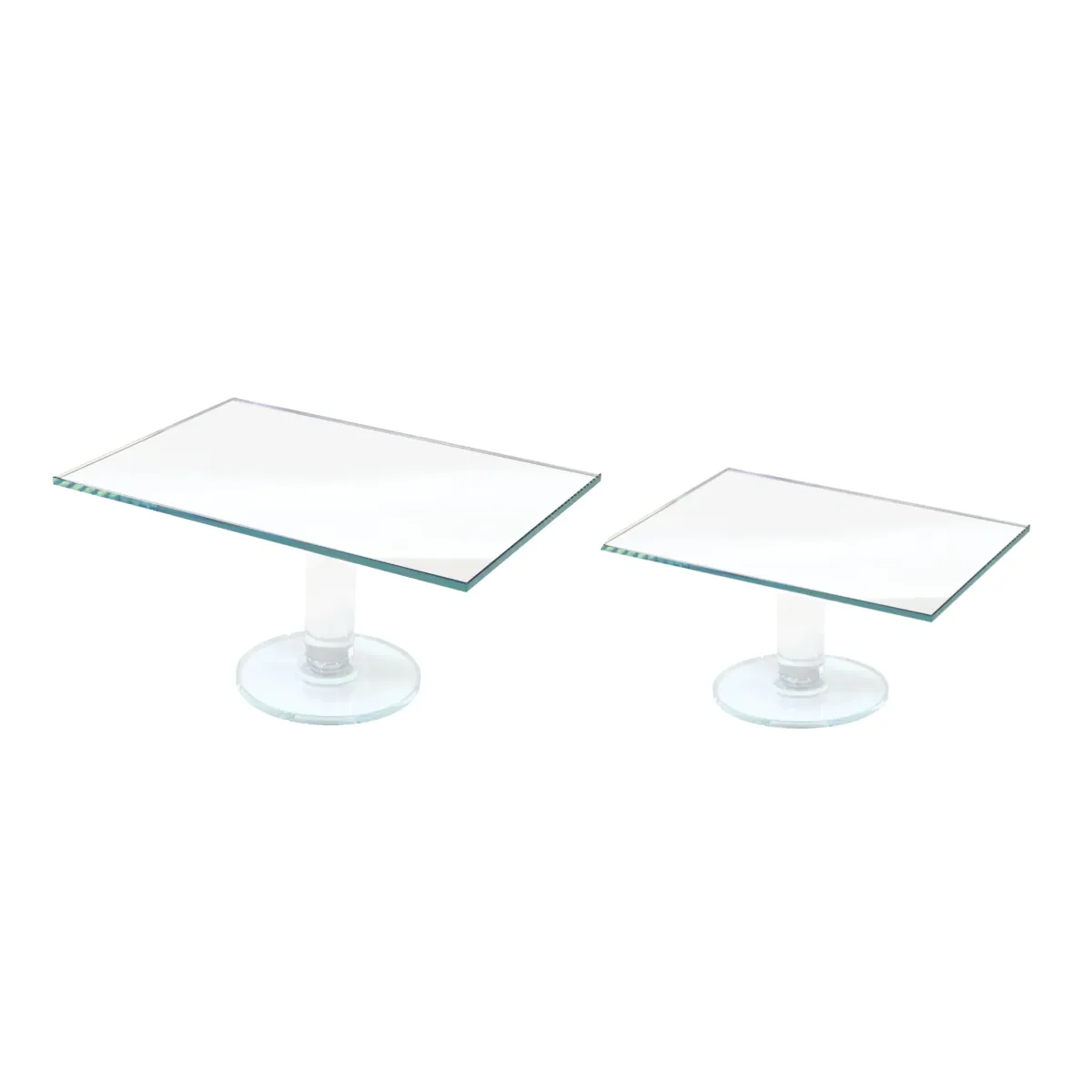 Rectangular Mirror Glass Footed Tray – Elegant Raised Display & Serving Tray