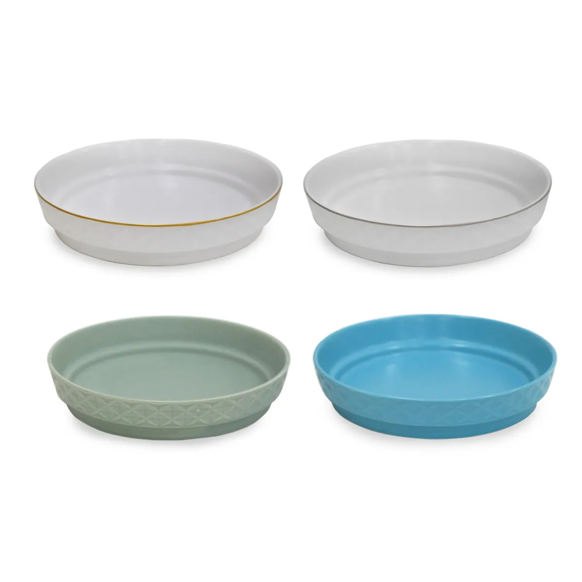 Ramadan Feast Elegance: Line Embossed Ceramic Round Plates for Stylish Decoratives