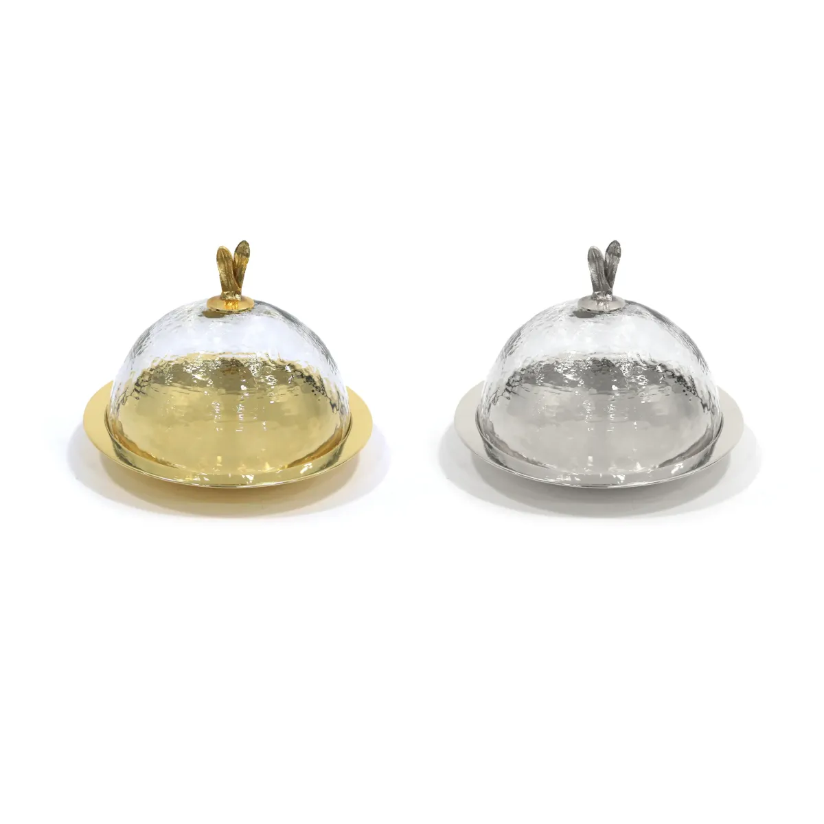 Glass Lid Hammered Cake Bowl – 33 cm Dessert Cloche