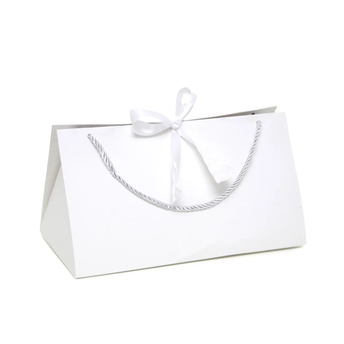 White Bow Pyramid Carton Gift Bag