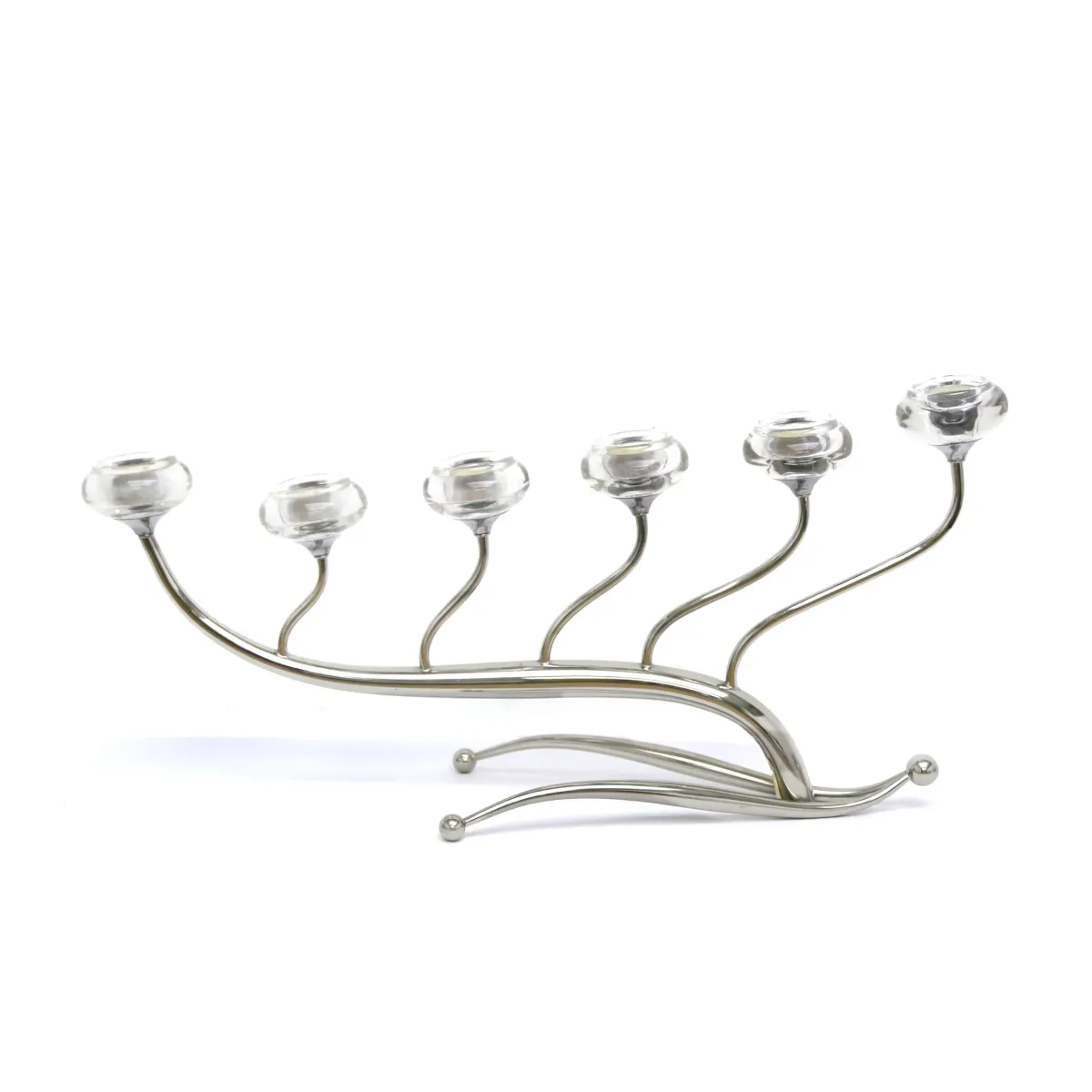Set Of Six Plated Glass Candle Holder