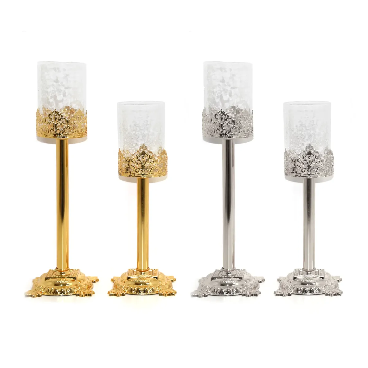 Metal/Glass Candle Holder W/Square Base