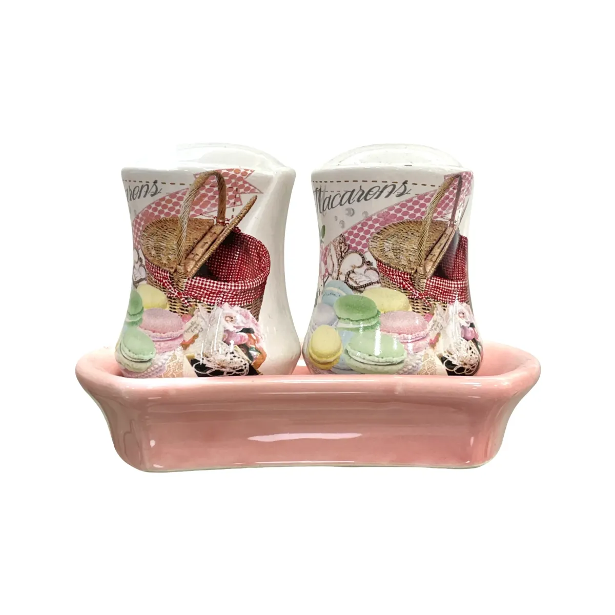 Set Of Salt & Pepper On Pink Tray