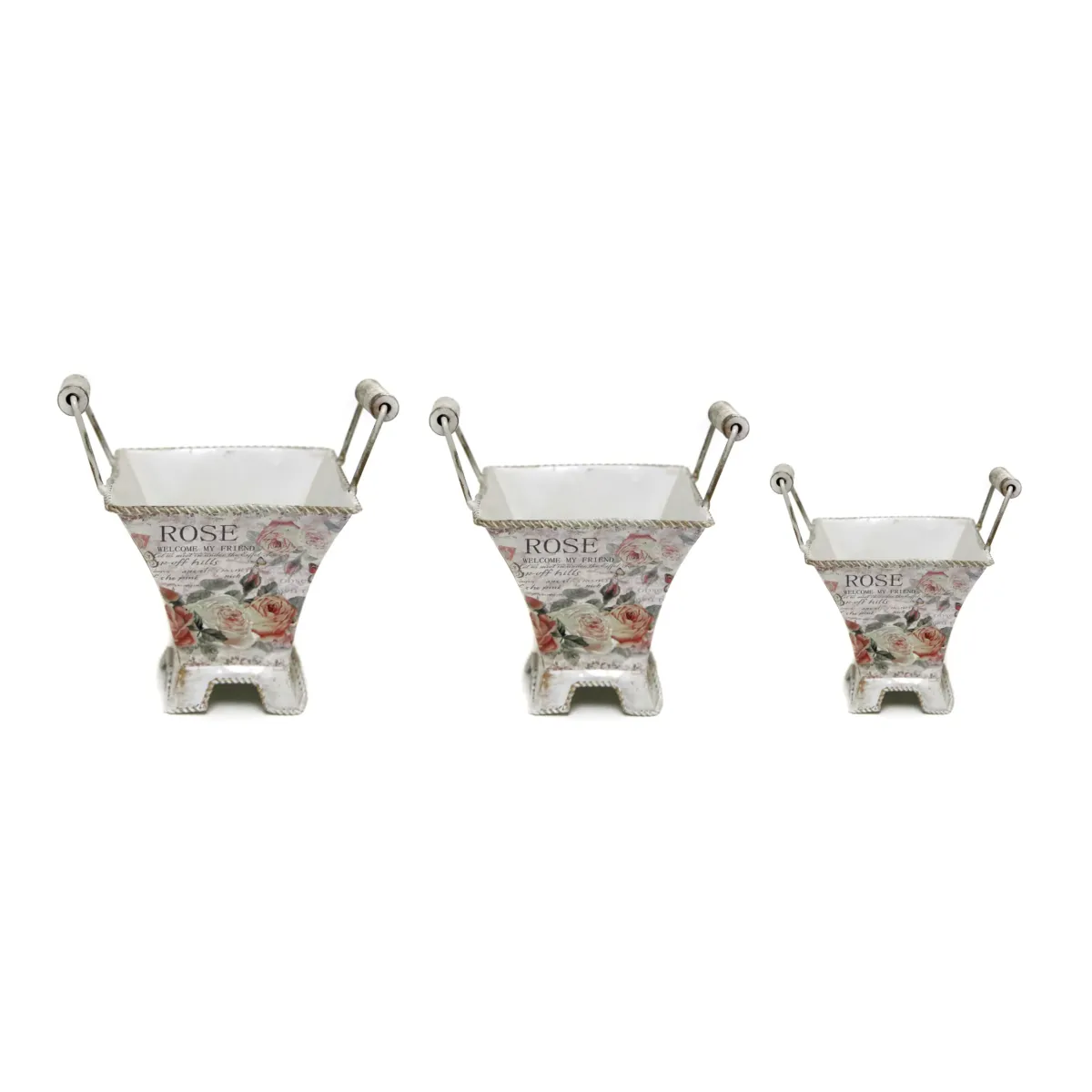 Square Rose Countryside Plant Pot