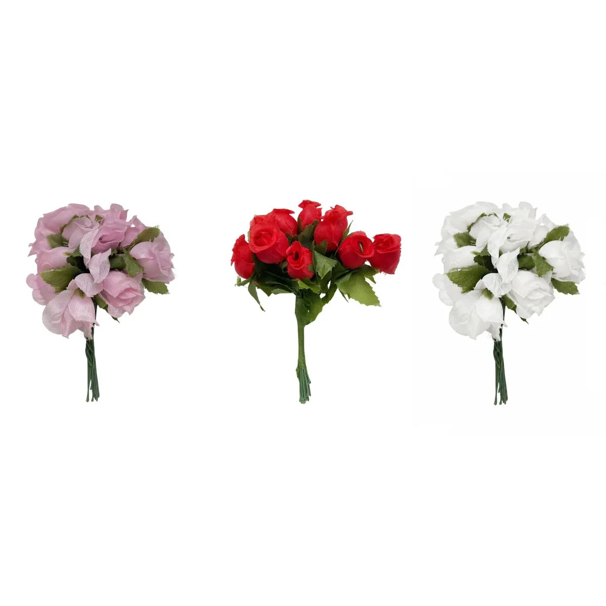 Artificial Flower With Green Leaves Motif