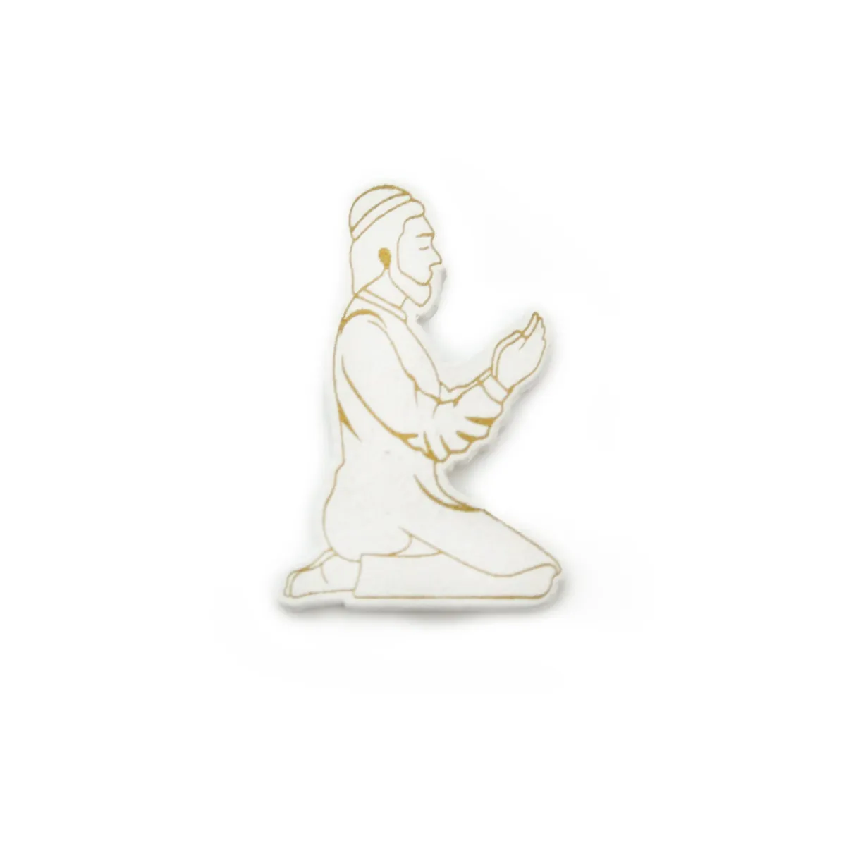 Kneeling Praying Man Wooden Motif – Elegant Ramadan Decorative Piece for Spiritual Home Decor
